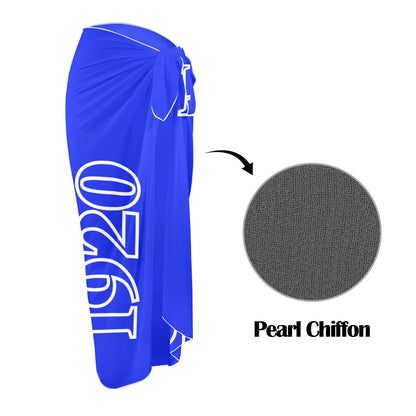 1920 Swimsut & Sarong Combo – Royal Blue and White