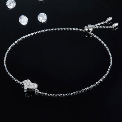 Moissanite Heart Bracelet Black Background